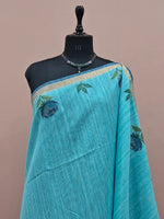 Sky Blue Munga Cotton Saree 1