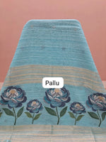 Sky Blue Munga Cotton Saree pallu