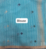 Sky Blue Munga Cotton Saree blouse