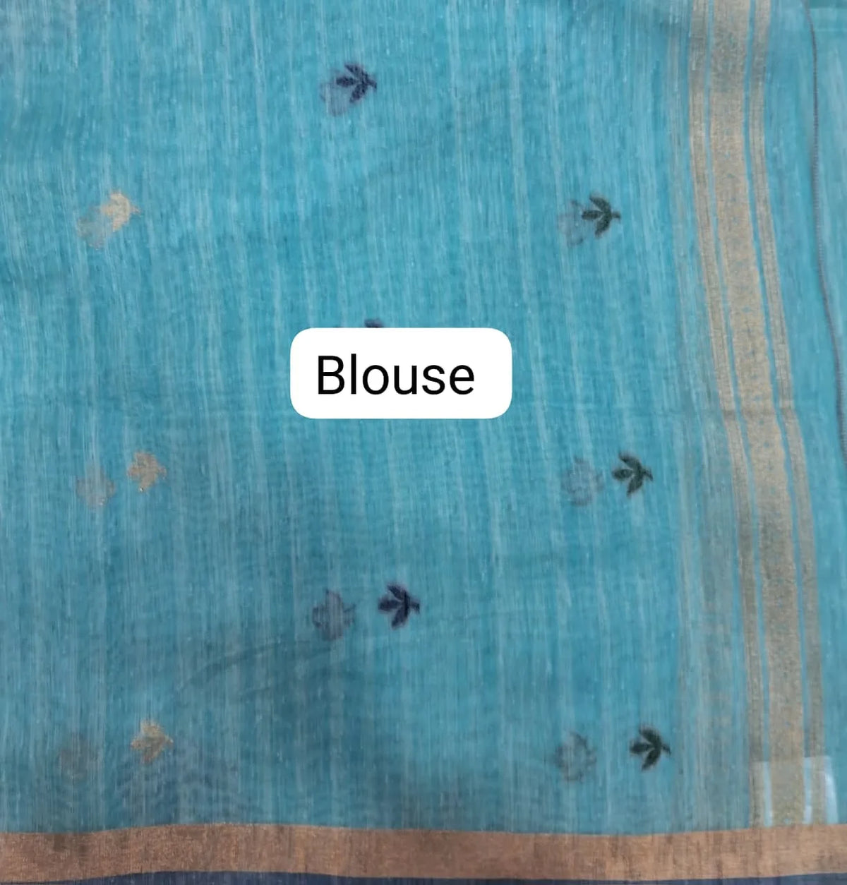 Sky Blue Munga Cotton Saree blouse