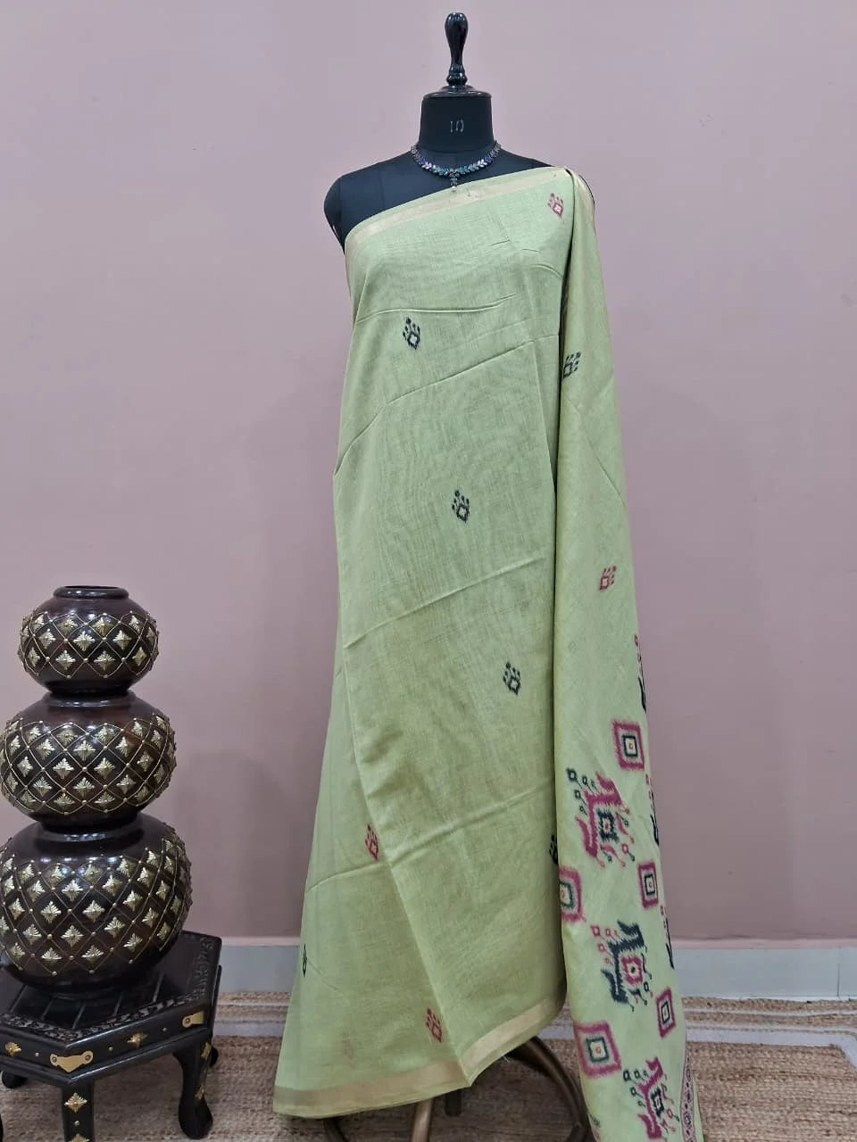 Pista Green Munga Cotton Saree 
