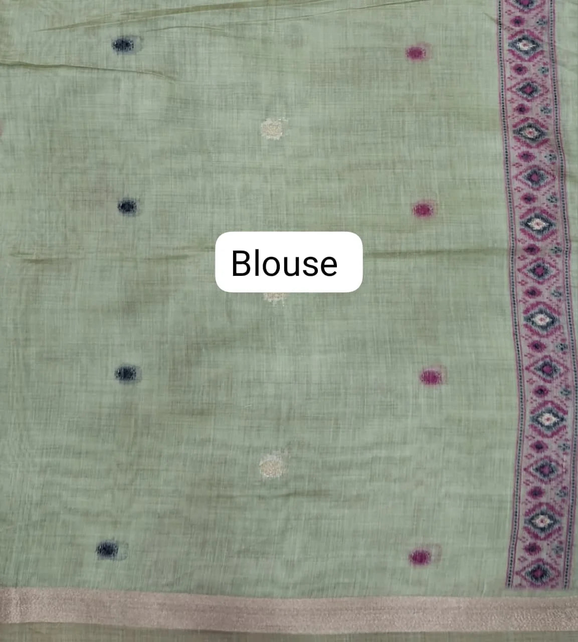 Pista Green Munga Cotton Saree blouse