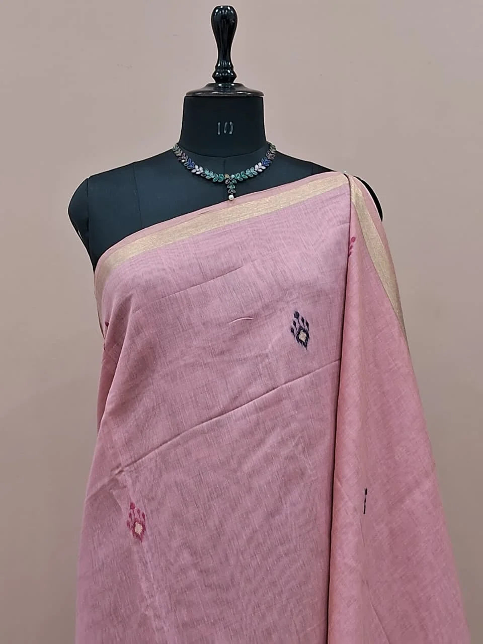 Baby Pink Munga Cotton Saree 1