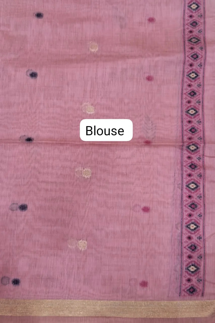 Baby Pink Munga Cotton Saree blouse