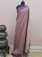Taupe Brown Munga Tussar Saree