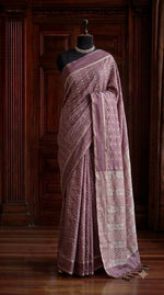Taupe Brown Munga Tussar Saree