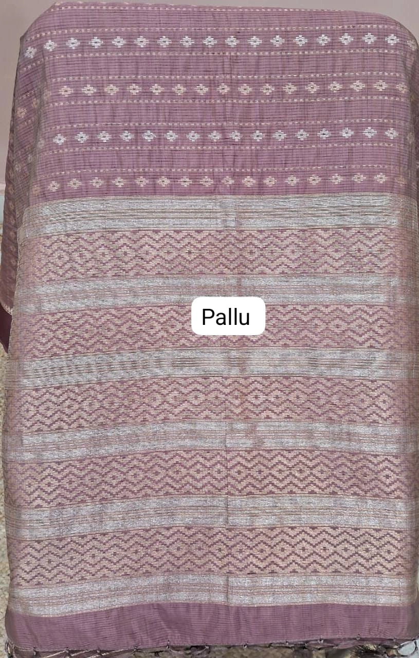 Taupe Brown Munga Tussar Saree Pallu