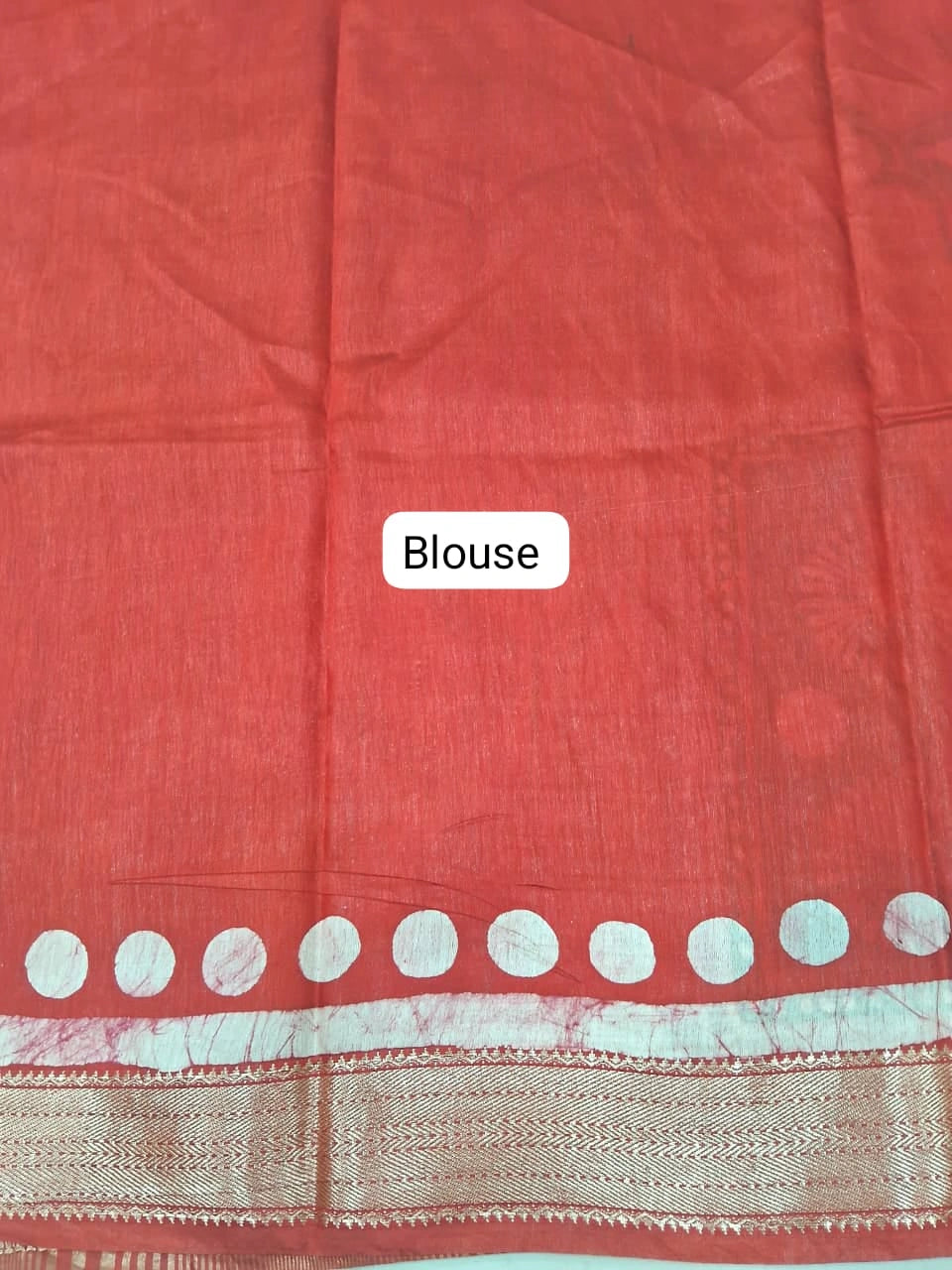 Tomato Red Maheshwari Saree blouse