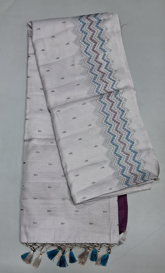 Grey Matka Silk Saree