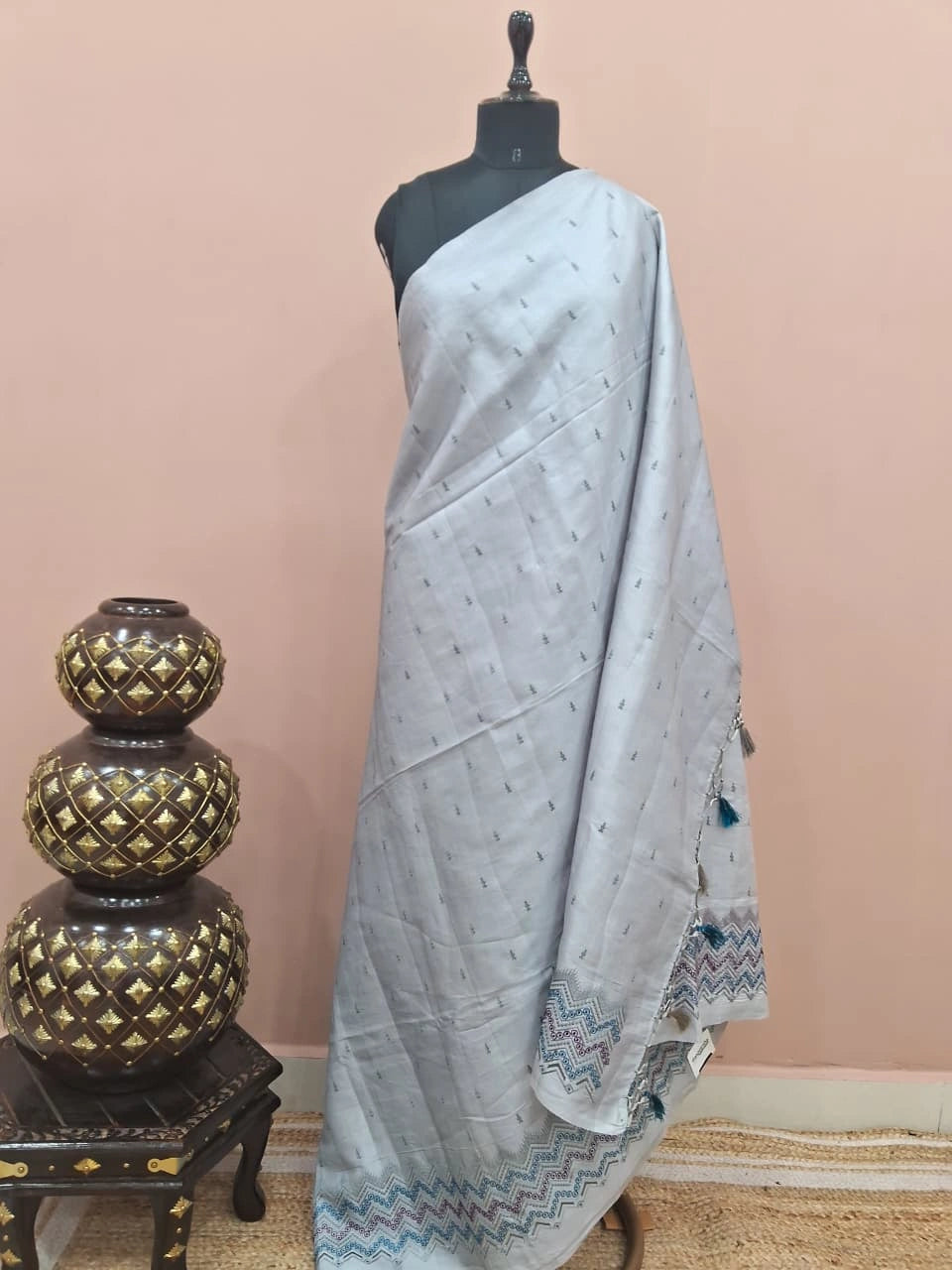 Graceful Grey Matka Silk Saree