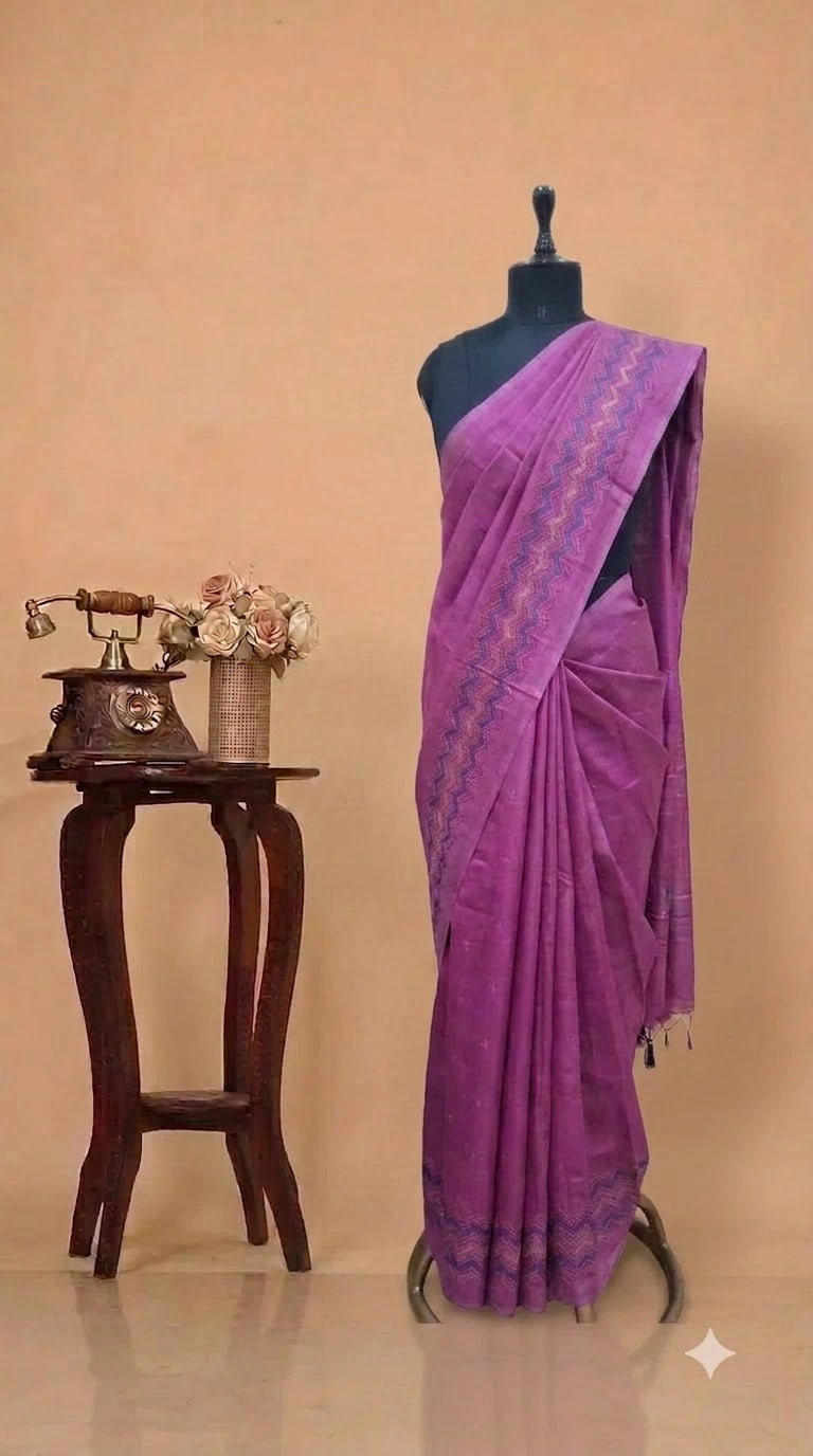 Dark Onion Pink Matka Silk Saree