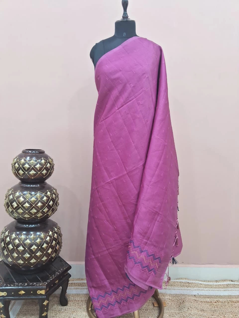 Dark Onion Pink Matka Silk Saree