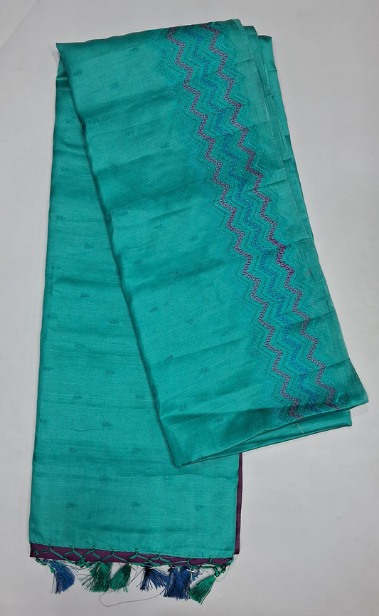Teal Blue Matka Silk Saree