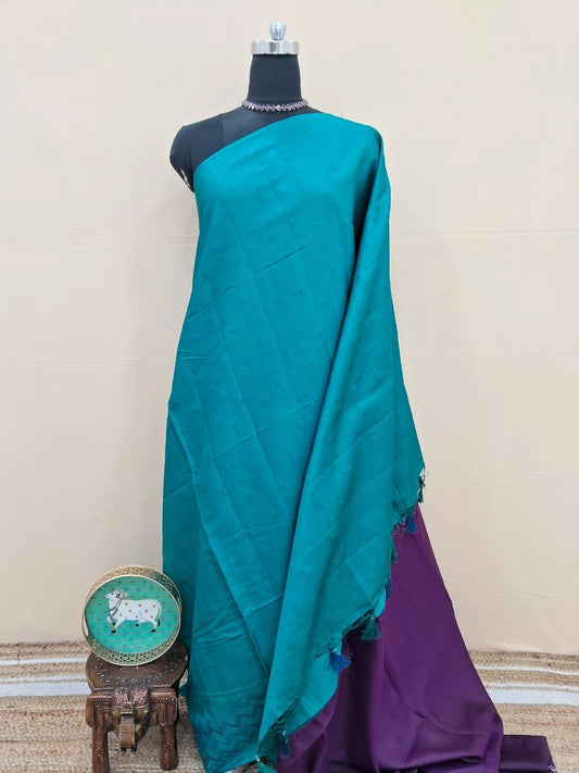 Teal Blue Matka Silk Saree