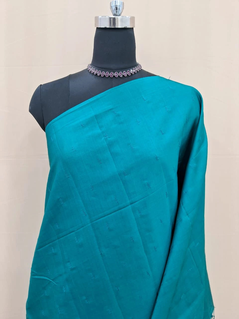 Teal Blue Matka Silk Saree 