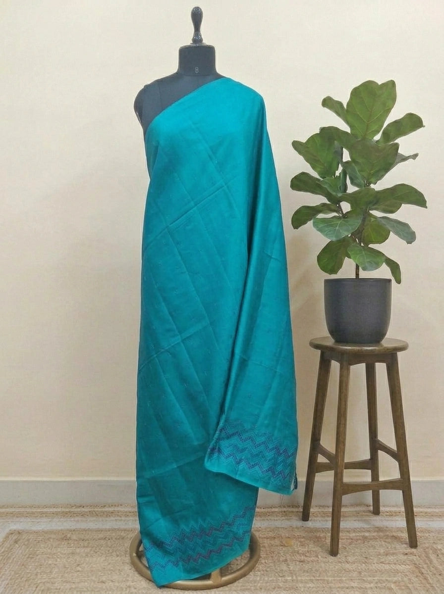 Teal Blue Matka Silk Saree
