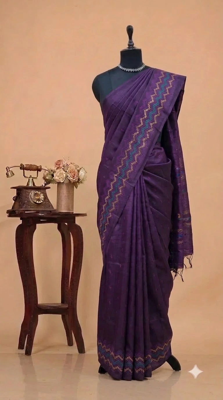 Deep purple Matka Silk Saree