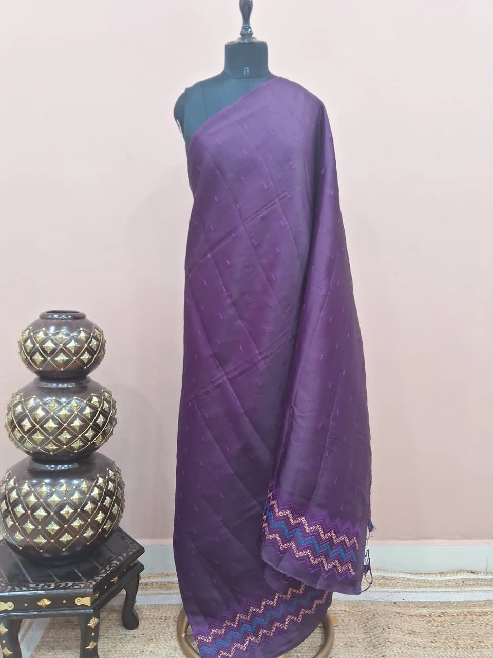 Deep purple Matka Silk Saree