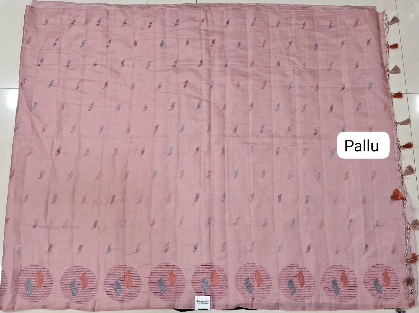 Blush Pink Matka Silk Saree pallu