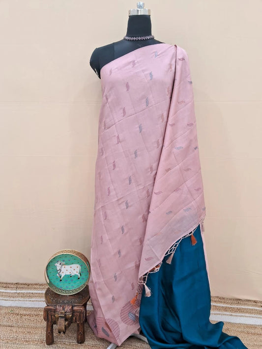 Radiant Blush Pink Matka Silk Saree