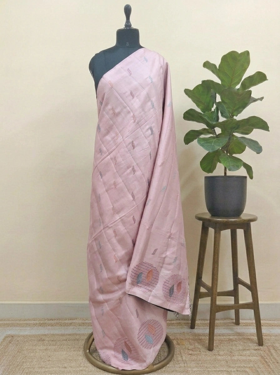 Radiant Blush Pink Matka Silk Saree