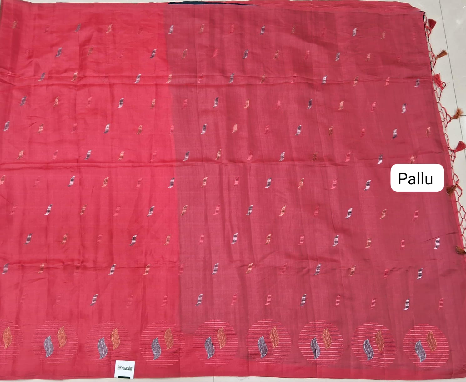 Reddish Pink Matka Silk Saree pallu