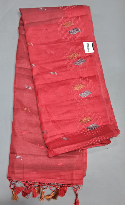 Reddish Pink Matka Silk Saree