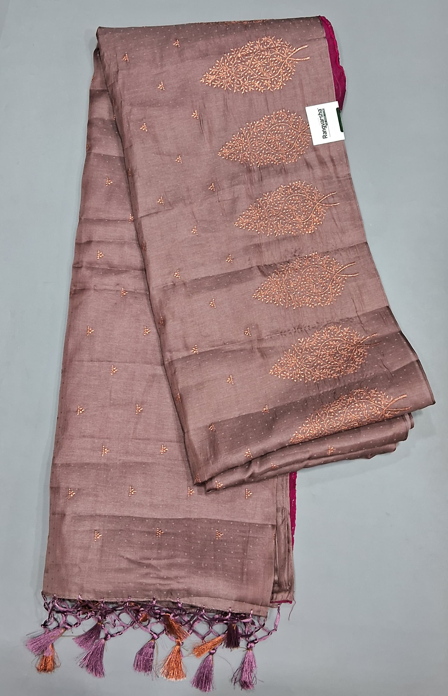 Taupe Brown Matka Silk Saree