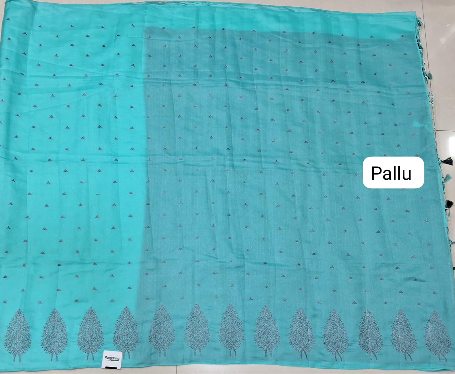 Sky Blue Matka Silk Saree pallu