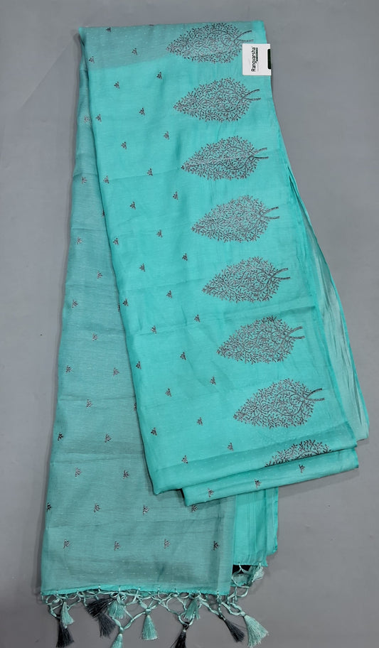 Sky Blue Matka Silk Saree