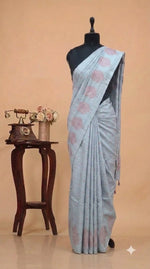 Grey Matka Silk Saree  
