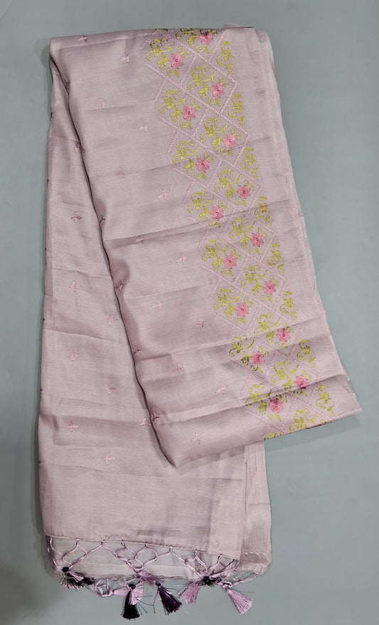 Blush Pink Matka Silk Saree 