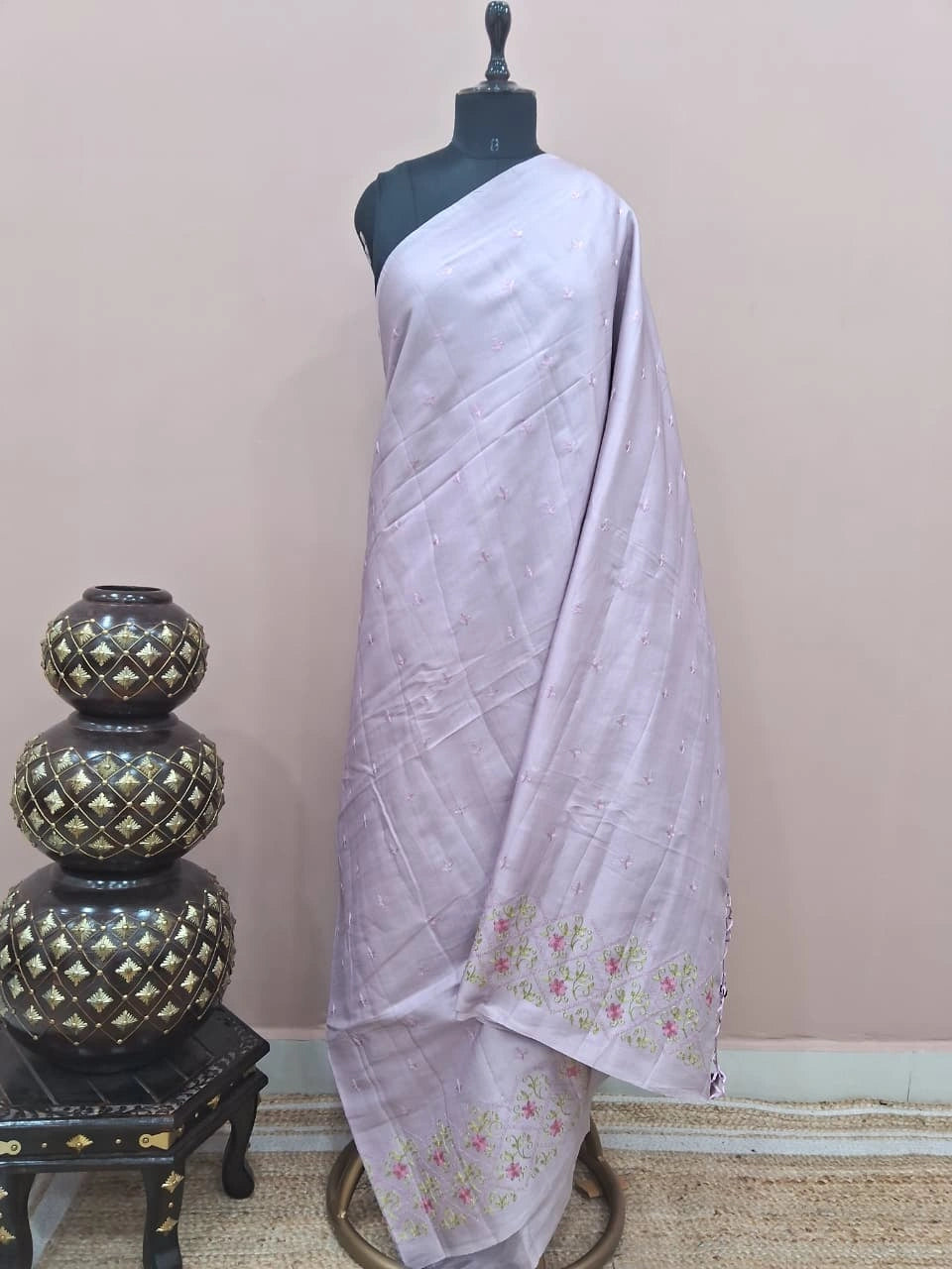 Blush Pink Matka Silk Saree  