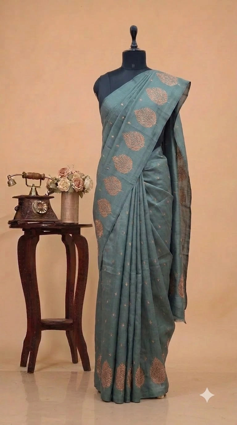 Cool Mint Green Matka Silk Saree