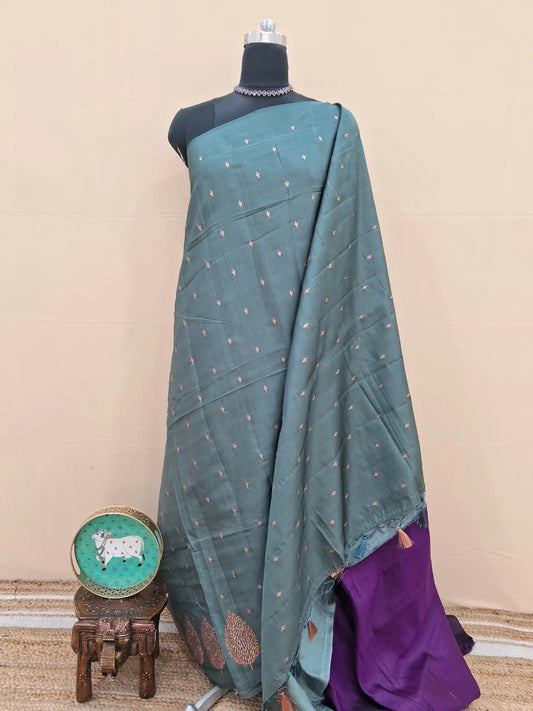 Cool Mint Green Matka Silk Saree