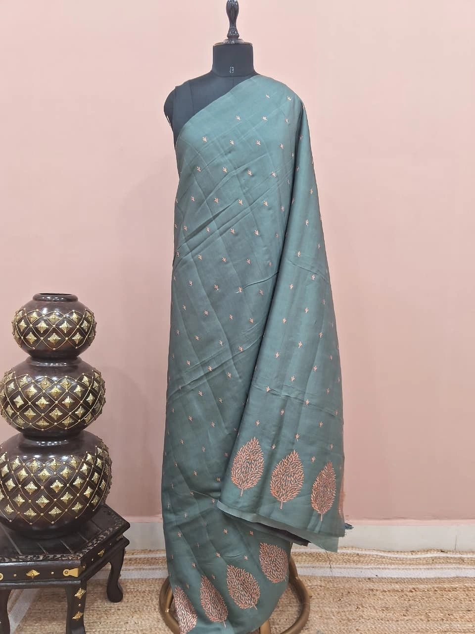 Cool Mint Green Matka Silk Saree