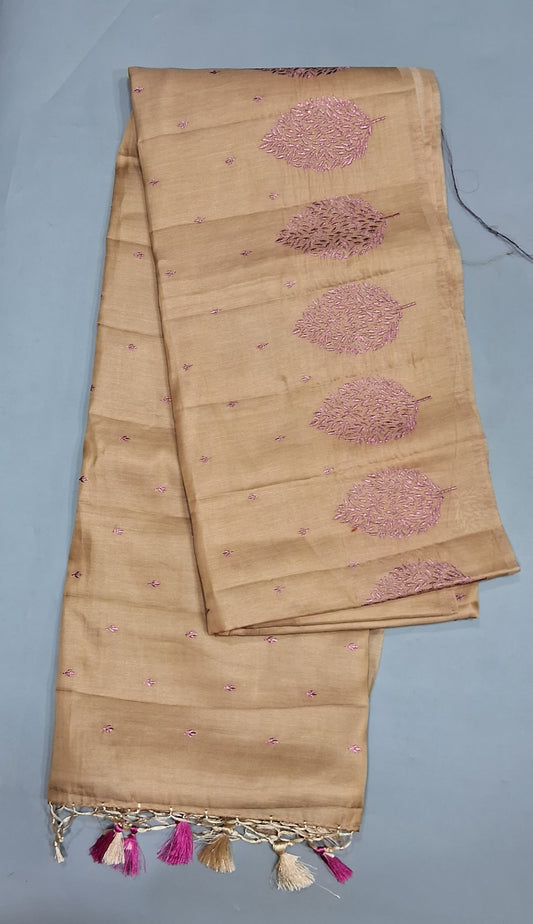 Beige Matka Silk Saree