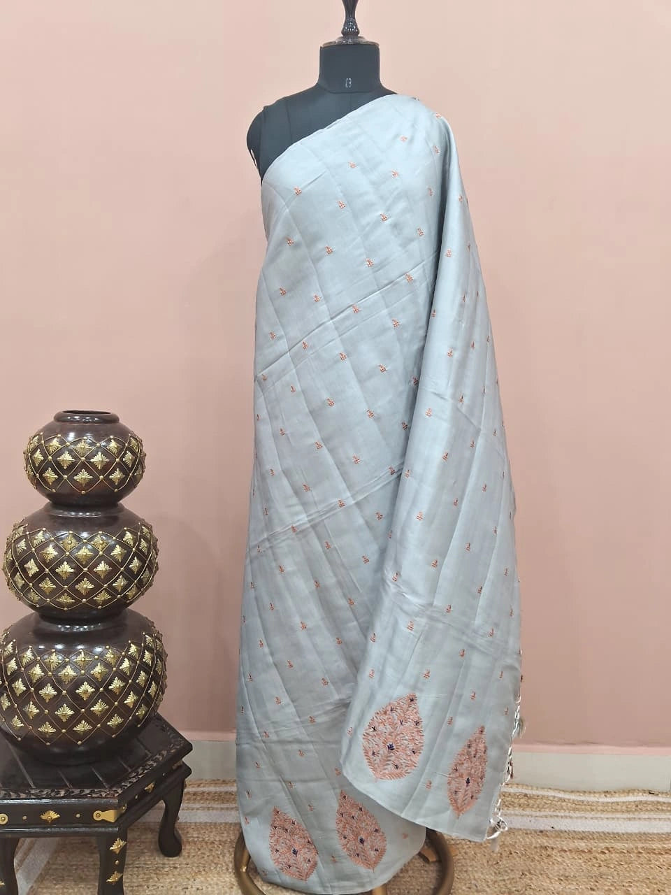 Sophisticated Grey Matka Silk Saree