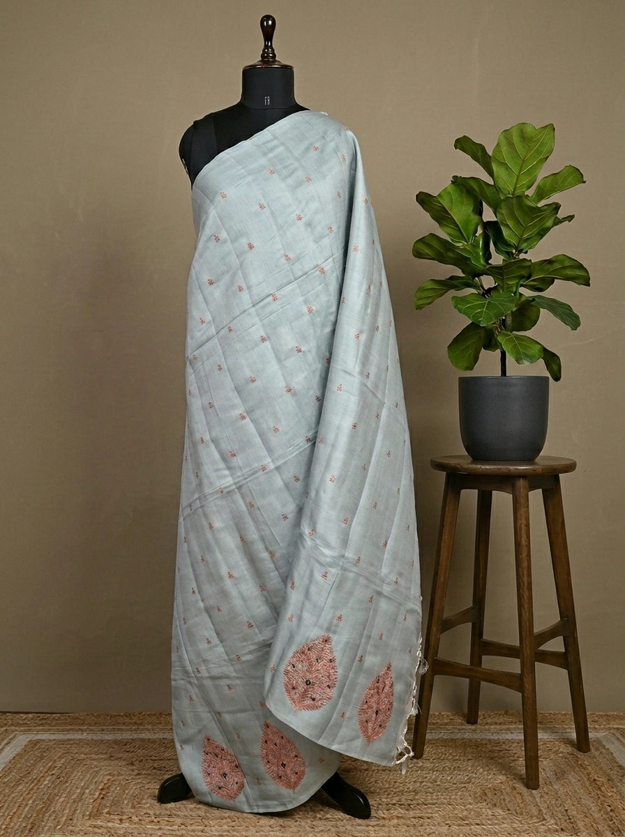Sophisticated Grey Matka Silk Saree