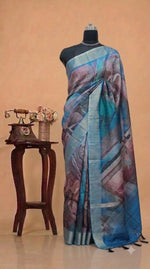 Multicolour Digital Printed Matka Silk Saree