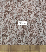 Peach, Brown, and Black Digital Printed Matka Silk Saree Blouse