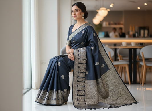 Black Matka Silk Saree 