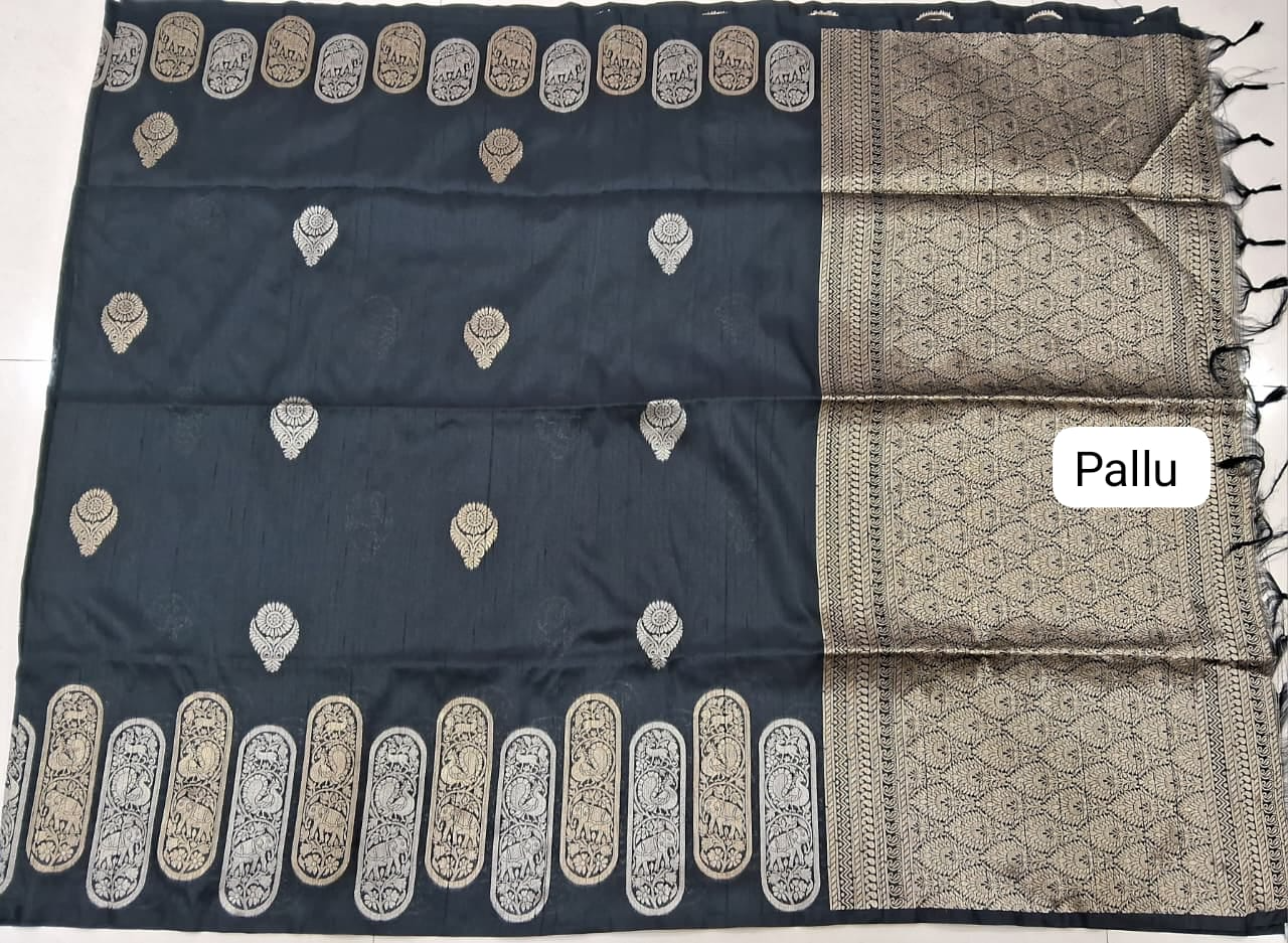 Black Matka Silk Saree PALLU