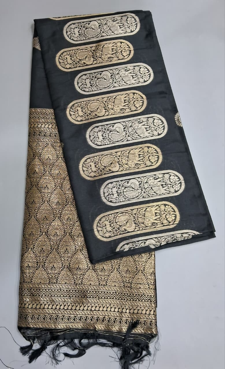 Black Matka Silk Saree
