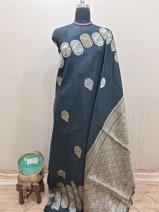 Black Pure matka silk saree 