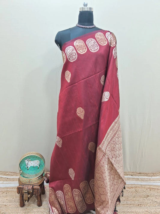  Maroon Matka Silk Saree 
