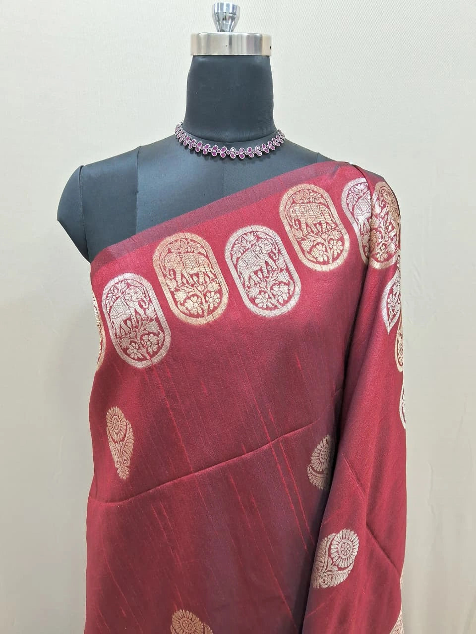  Maroon Matka Silk Saree 1
