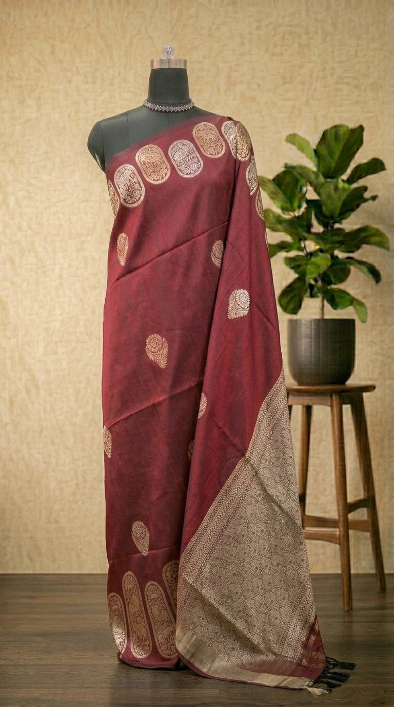  Maroon Matka Silk Saree 