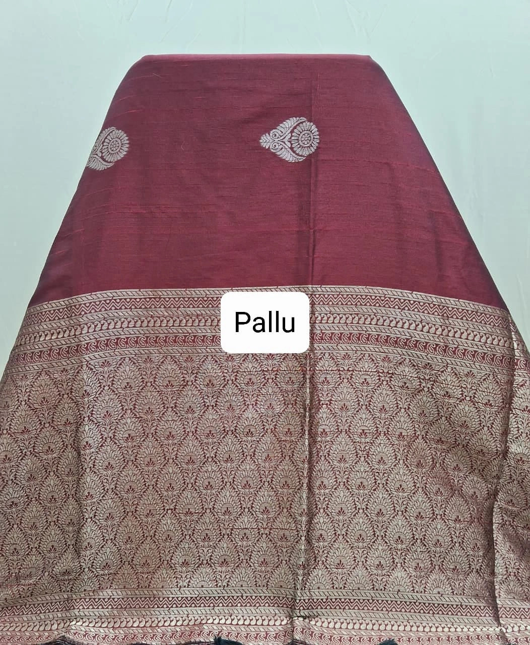  Maroon Matka Silk Saree Pallu