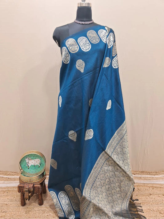 Dark Blue Matka Silk Saree